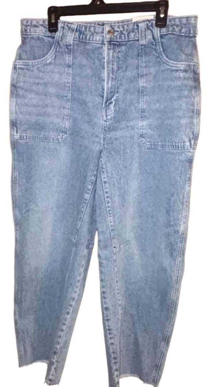 Free Assembly Women's High Rise Denim Barrel Jeans Size 14 NWT